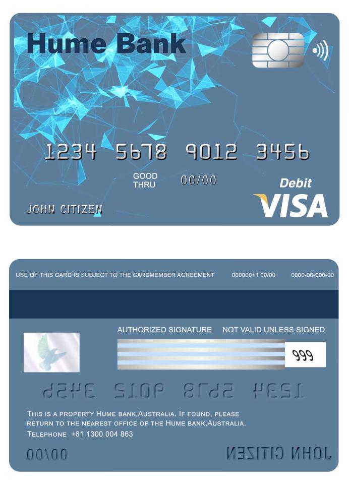 Australia Hume bank visa card